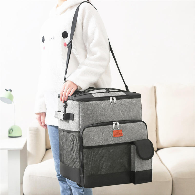 Heavy-Duty Trolley Cooler Bag With Wheel Large Capacity Insulated Rolling Cooler Bag for Outdoor Picnic Camping