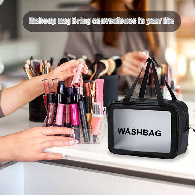 Wholesale Custom Logo Waterproof Women's Makeup Travel Toiletry Cosmetic Zipper Bag Custom Logo Clear Pvc Cosmetic Bag