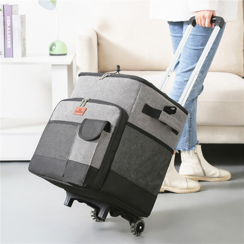 Heavy-Duty Trolley Cooler Bag With Wheel Large Capacity Insulated Rolling Cooler Bag for Outdoor Picnic Camping