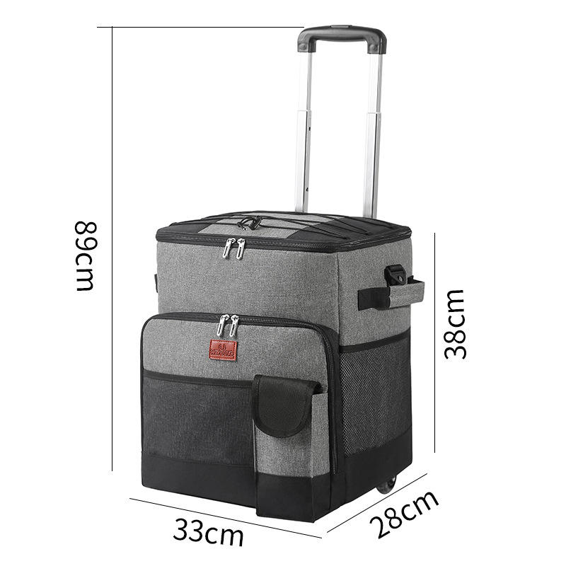 Heavy-Duty Trolley Cooler Bag With Wheel Large Capacity Insulated Rolling Cooler Bag for Outdoor Picnic Camping