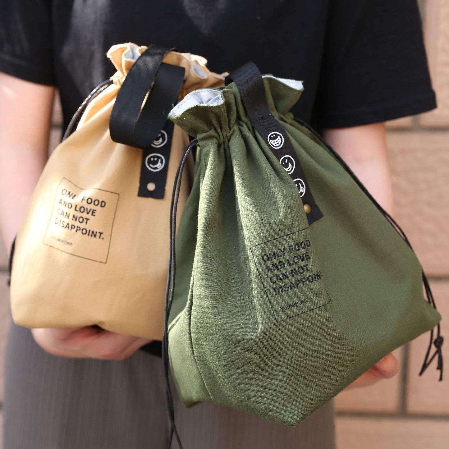 Custom Portable Thermal Insulation Lunch Bag Food Container Eco-Friendly Canvas Drawstring Insulated Cooler Bags With Logo