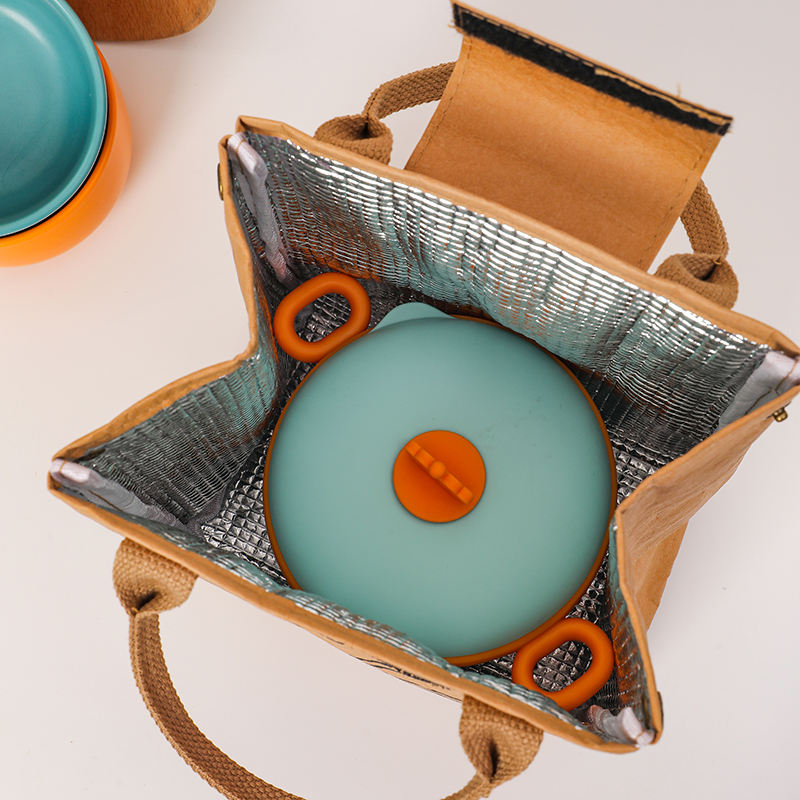Quality Watertight Heat Preservation Washable Kraft Paper Bento Bags Lunch Bag