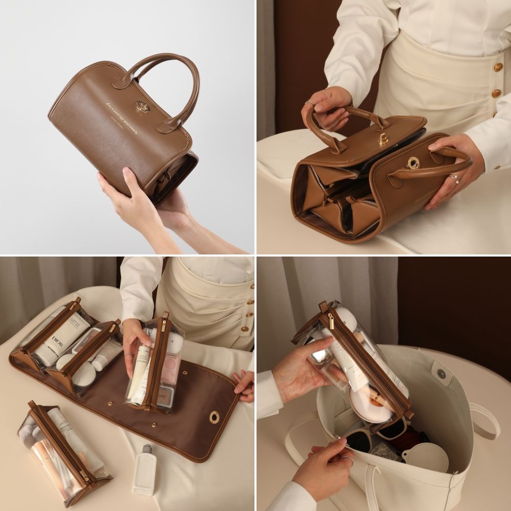 Multi-Function 4 in 1 Women'S Foldable Handing Neceser De Viaje Borsa Da Eco Friendly Travel Makeup Toiletry Bag