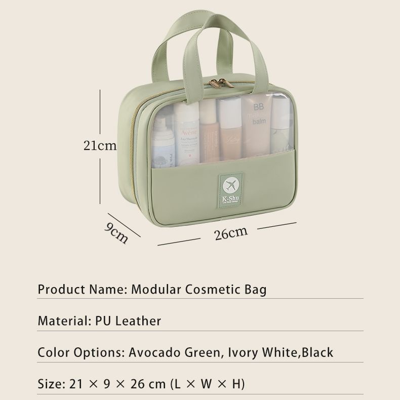 Custom Large and Small Size Makeup Bags PU Cosmetic Organizer with Dividers Transparent TPU Compartments Travel Daily Use