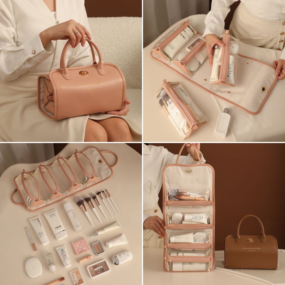 Multi-Function 4 in 1 Women'S Foldable Handing Neceser De Viaje Borsa Da Eco Friendly Travel Makeup Toiletry Bag