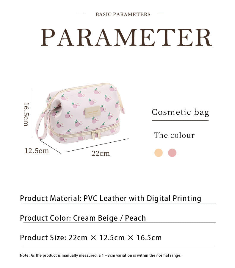 Multifunction Twill Double Makeup Bag Printed Business Travel Toiletry CosmeticBag Large Capacity Double Organizer Makeup Bag