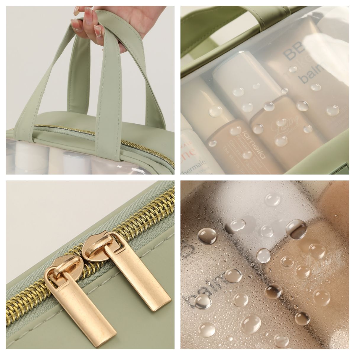 Custom Large and Small Size Makeup Bags PU Cosmetic Organizer with Dividers Transparent TPU Compartments Travel Daily Use