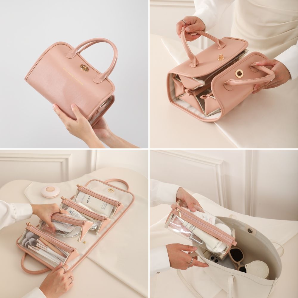Multi-Function 4 in 1 Women'S Foldable Handing Neceser De Viaje Borsa Da Eco Friendly Travel Makeup Toiletry Bag